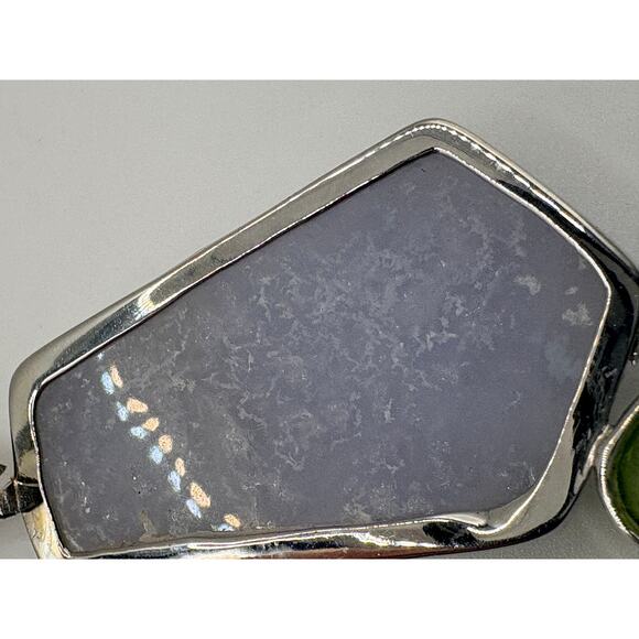 Sterling Silver Light Purple Druzy Agate Peridot 2" Pendant - Picture 3 of 16